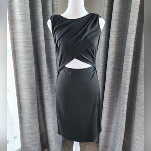 Black one-piece cut-out midriff wrap Summer dress
